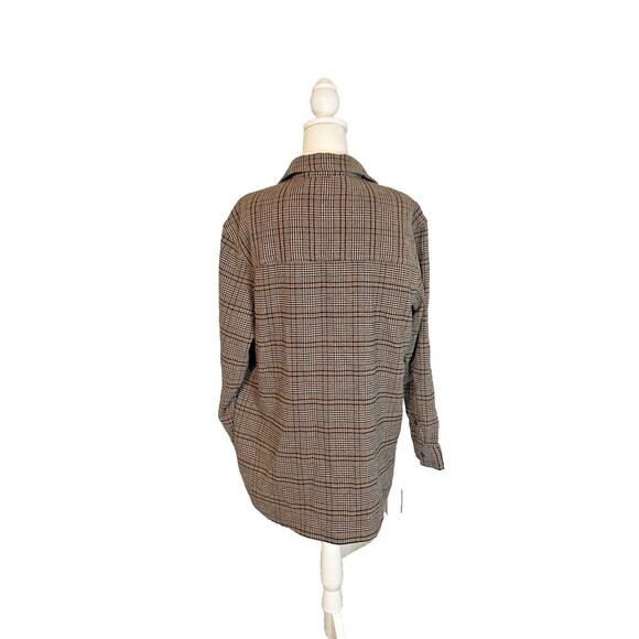 Abercrombie & Fitch Plaid Jacket Shacket Women sz M Oversize Long Sleeve Button - Picture 3 of 13